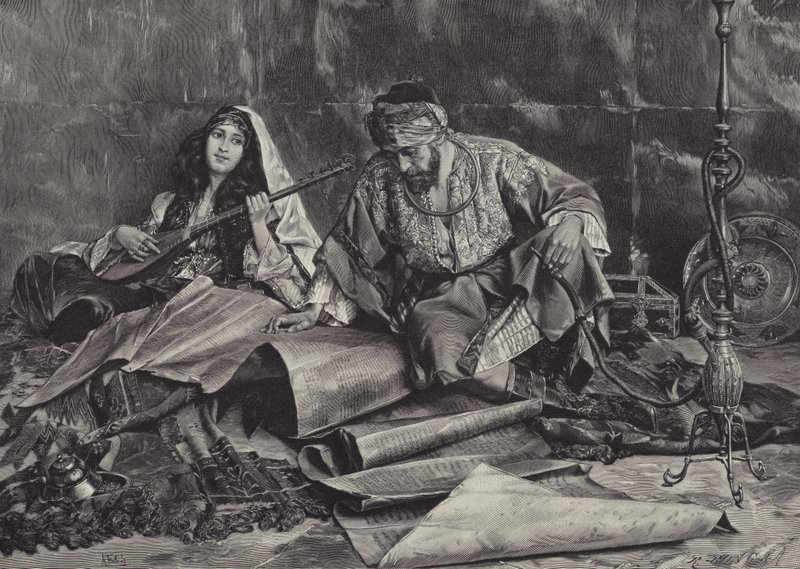 A Canção Favorita do Sultão (gravura) de Antonio Maria Fabres y Costa