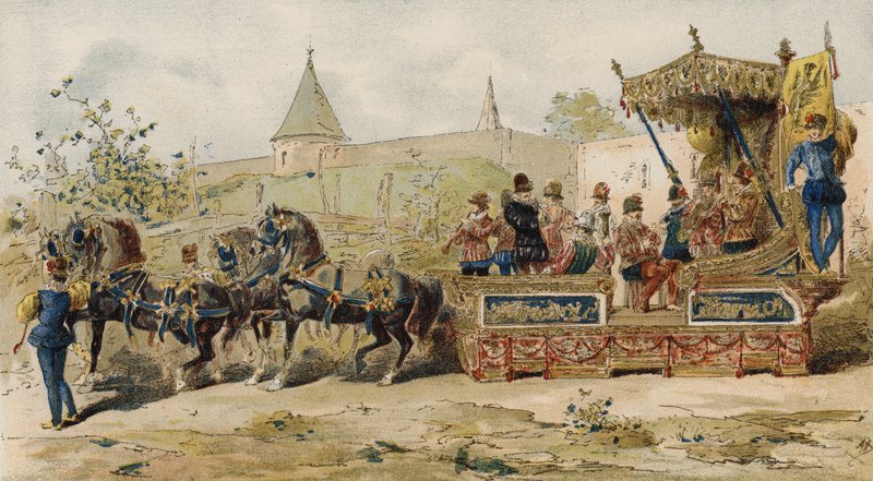 Comerciantes, flutuante, carregar, músicos, espanhol, holanda, 16º século de Armand Jean Heins