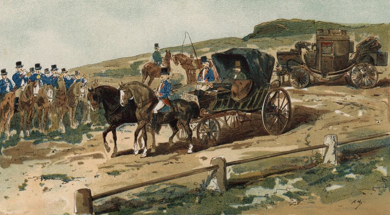 Postilions, carruagem e correio, Holanda, século XIX de Armand Jean Heins