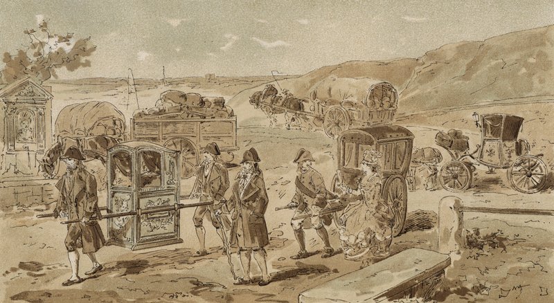Cadeira de sedã, vagão pesado, vinagrete e coupé, Holanda austríaca, século XVIII de Armand Jean Heins