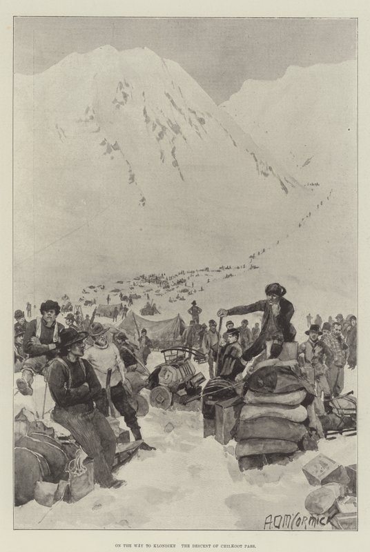 No caminho para Klondike, a descida de Chilkoot Pass de Arthur David McCormick