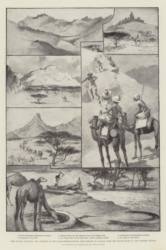 The Soudan Advance, a jornada de cinco correspondentes de guerra de Berber a Suakim, sobre a rota comercial do Sudão Oriental de Arthur David McCormick
