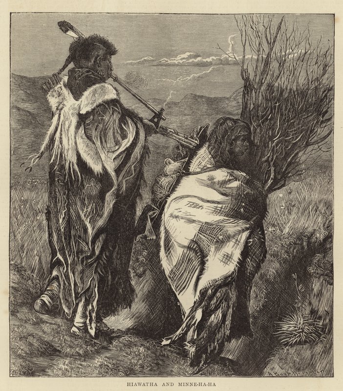 Hiawatha e Minne-Ha-Ha (gravura) de Arthur Boyd (after) Houghton