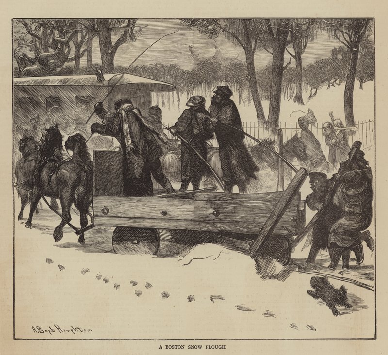 América gráfica, um arado de neve de Boston de Arthur Boyd Houghton