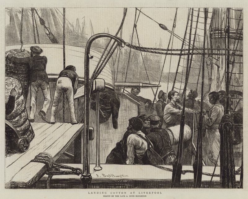 Landing Cotton no Liverpool de Arthur Boyd Houghton