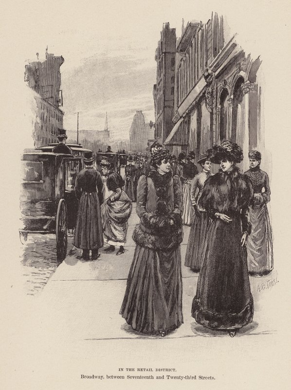 Na zona comercial (gravura) de Arthur Burdett Frost