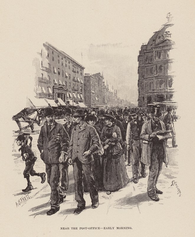 Perto da estação de correios, de manhã cedo (gravura) de Arthur Burdett Frost