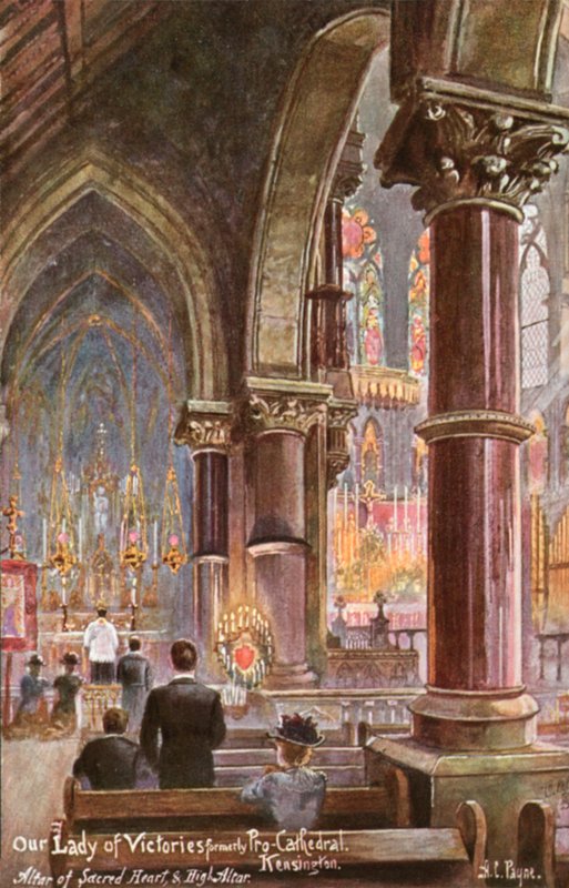 Our Lady of Victories, Kensington, Londres (cor litho) de Arthur Charles (after) Payne
