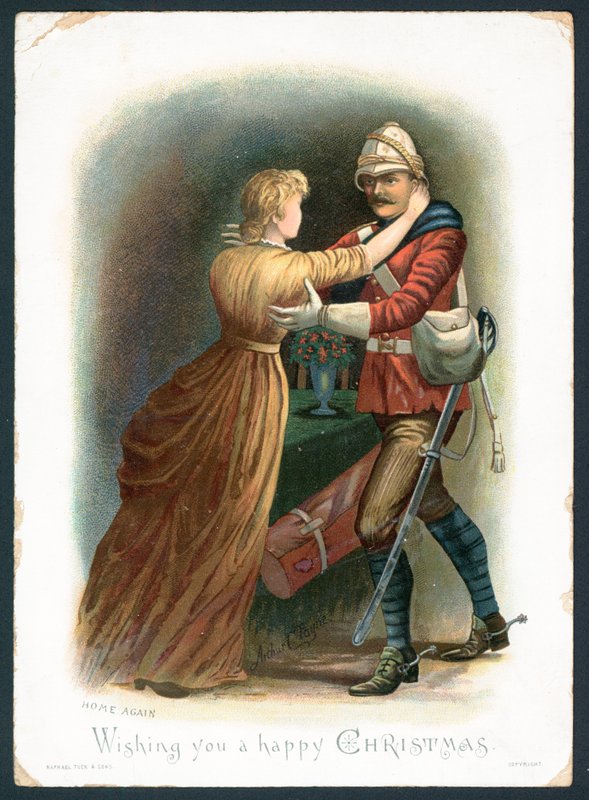Home Again - cartão de cumprimentos de Natal (chromolitho) de Arthur Charles Payne