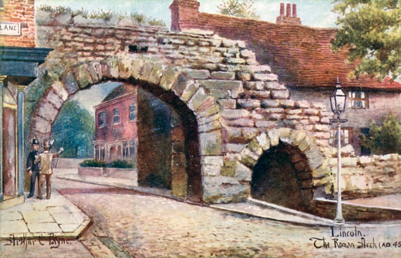 Lincoln, o Arco Romano (cor litho) de Arthur Charles Payne