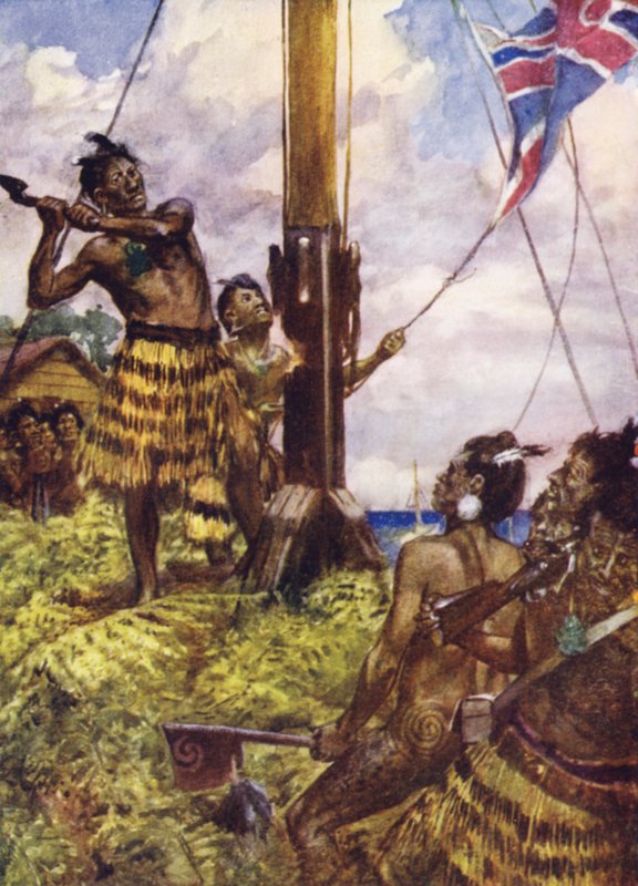 Heke derruba o mastro de bandeira de Kororareka de Arthur David McCormick