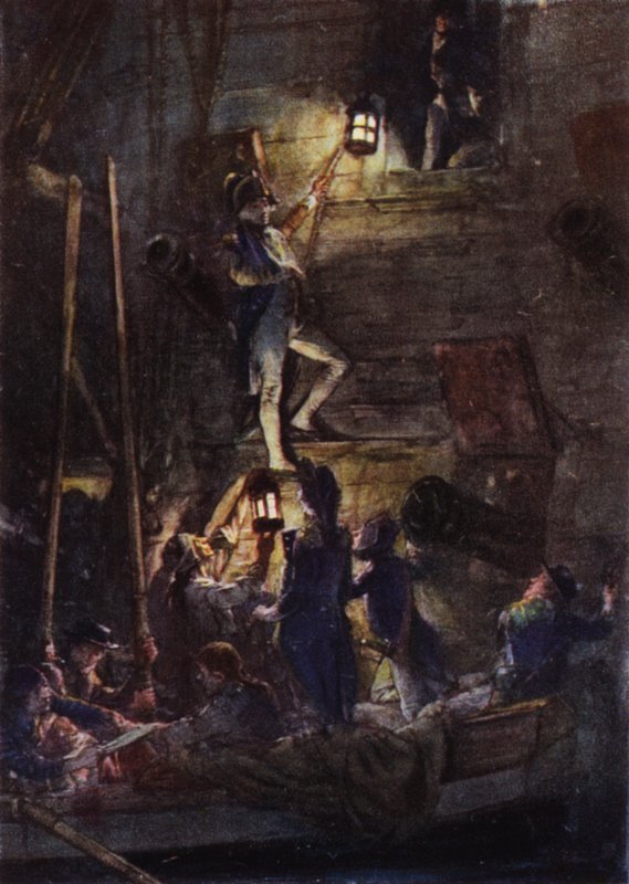 Nelson indo a bordo do Theseus para ter seu braço amputado de Arthur David McCormick
