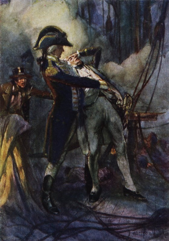 Nelson gravemente ferido no Nilo, o capitão Berry pegou em seus braços enquanto ele caía de Arthur David McCormick