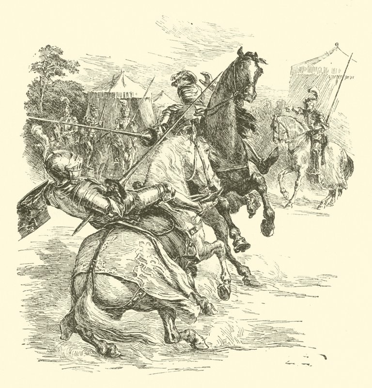 The Legend Of Britomart, The Tournament (gravura) de Arthur George Walker