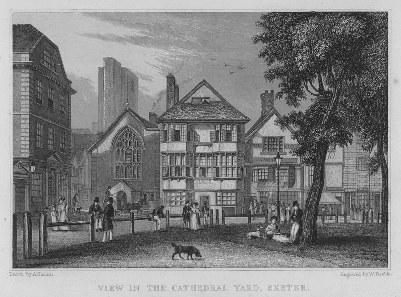 Vista no pátio da Catedral, Exeter (gravura) de Arthur Glennie