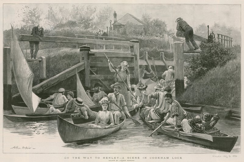 A caminho de Henley - uma cena em Cookham Lock de Arthur Hopkins