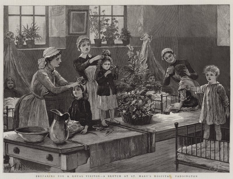 Preparando-se para um visitante real, um esboço no Hospital de St Mary, Paddington de Arthur Hopkins