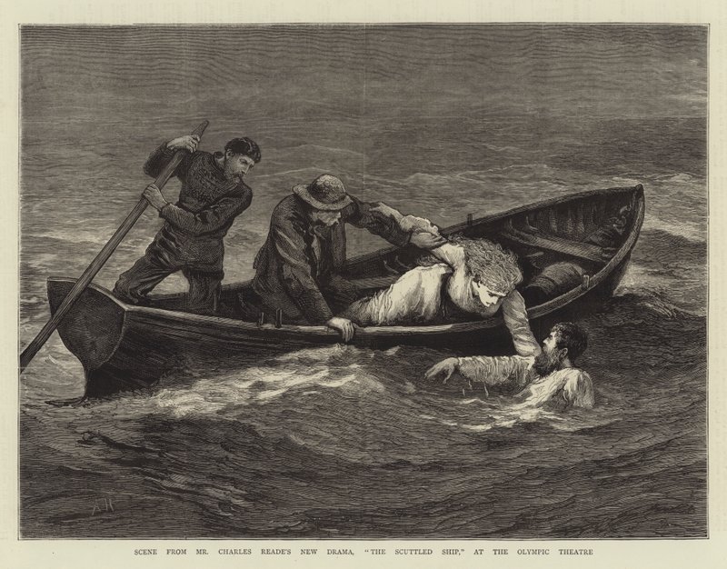 Cena do novo drama de Charles Reade, The Scuttled Ship, no Teatro Olímpico de Arthur Hopkins