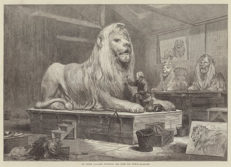 Sir Edwin Landseer Modelando os Leões para a Trafalgar Square de Arthur Hopkins
