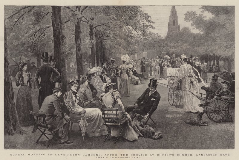 Domingo de manhã em Kensington Gardens, após o serviço na Igreja de Cristo, Lancaster Gate de Arthur Hopkins