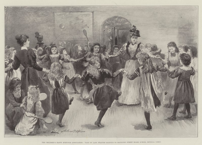 Associação das Noites Felizes das Crianças, Visita de Lady Frances Balfour à Escola de Administração da Mansford Street, Bethnal Green de Arthur Hopkins