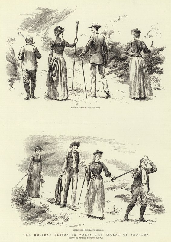A temporada de férias no País de Gales, a subida de Snowdon de Arthur Hopkins