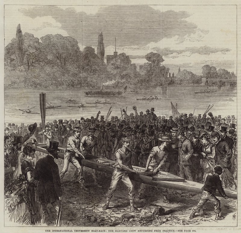 A International University Boat-Race, a equipe de Harvard voltando da prática de Arthur Hopkins