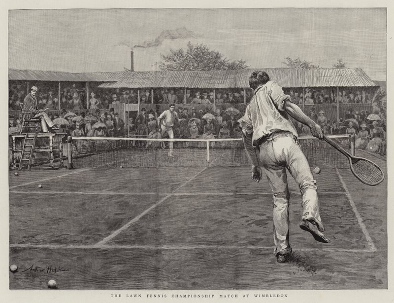 A partida do campeonato do tênis do gramado em Wimbledon de Arthur Hopkins