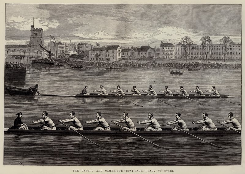 A corrida de barcos de Oxford e Cambridge, pronta para começar de Arthur Hopkins