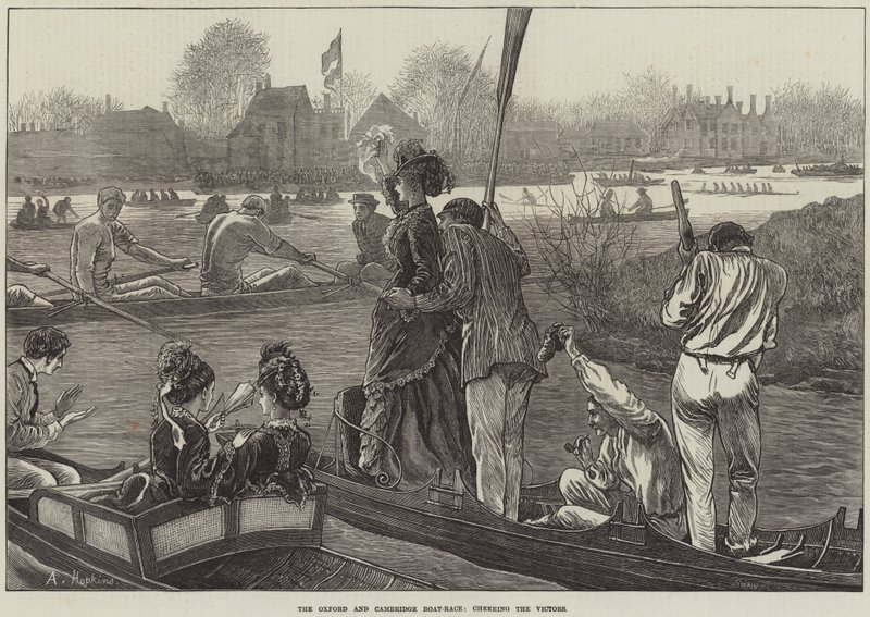 A corrida de barcos de Oxford e Cambridge, aplaudindo os vencedores de Arthur Hopkins