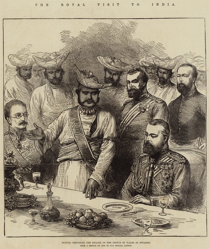A visita real à Índia, Scindia, propondo a saúde do Príncipe de Gales em Gwalior de Arthur Hopkins