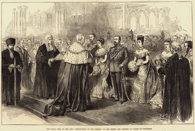A Visita Real à Cidade, Apresentação do Discurso ao Príncipe e Princesa de Gales, em Guildhall de Arthur Hopkins