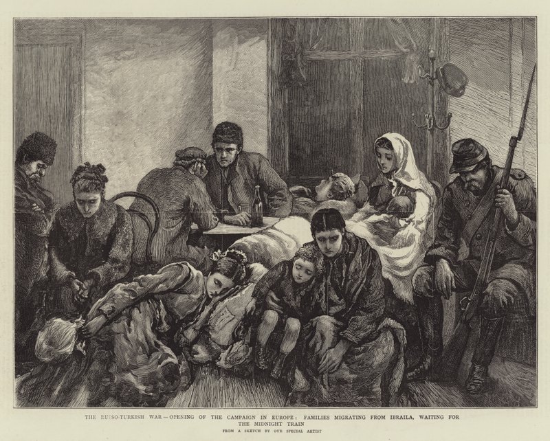 A Guerra Russo-Turca, abertura da Campanha na Europa, Famílias Migrando de Ibraila, à espera do Trem da Meia-Noite de Arthur Hopkins