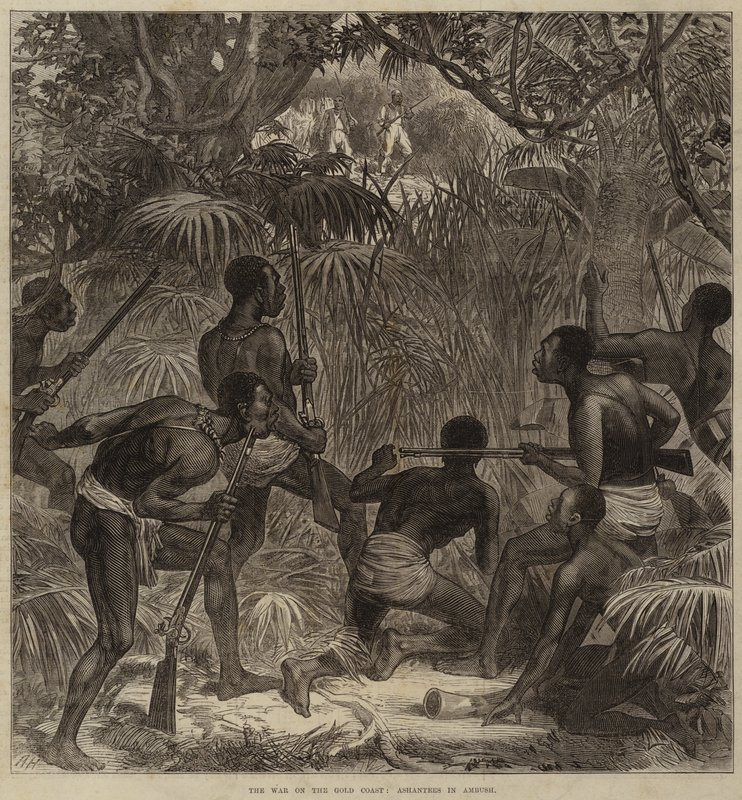 A guerra na Costa do Ouro, ashantees em emboscada de Arthur Hopkins