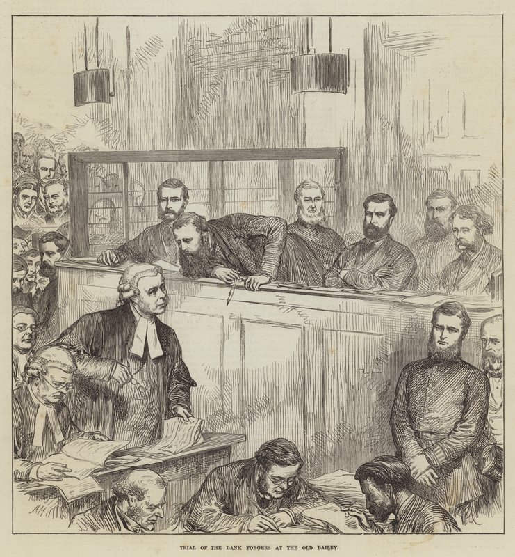 Julgamento do Bank Forgers no Old Bailey de Arthur Hopkins