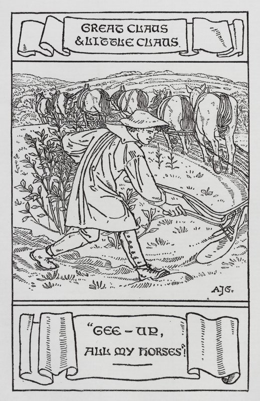 Hans Christian Andersen: Grande Claus e Pequeno Claus (litho) de Arthur Joseph Gaskin