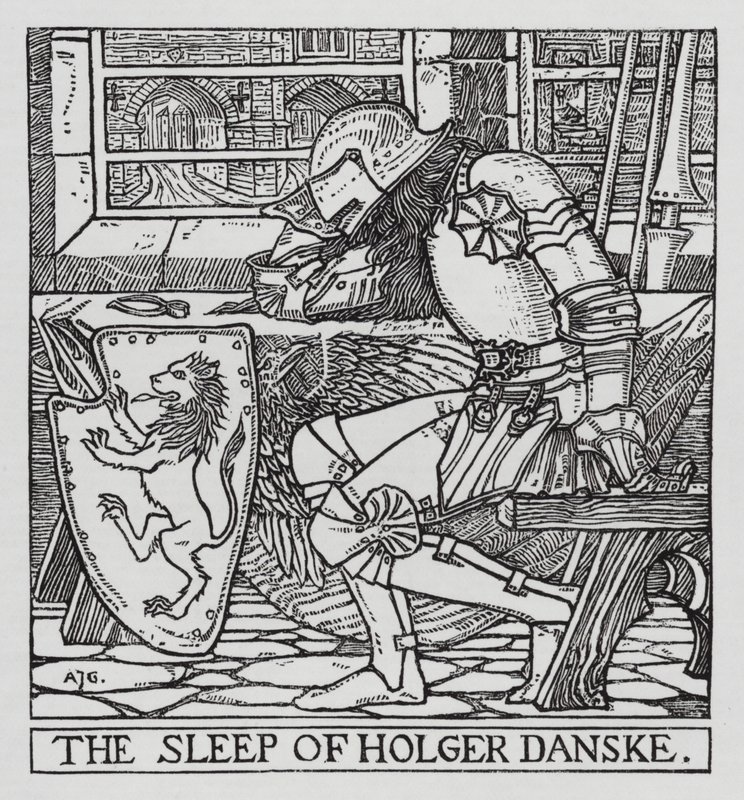 Hans Christian Andersen: Holger Danske (litografia) de Arthur Joseph Gaskin