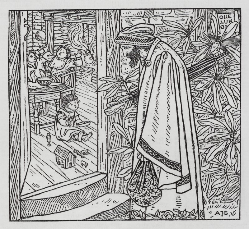 Hans Christian Andersen: Ole Luk-Oie (litografia) de Arthur Joseph Gaskin