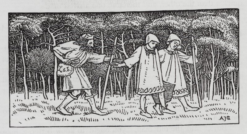 Hans Christian Andersen: O monte Elfin (litho) de Arthur Joseph Gaskin