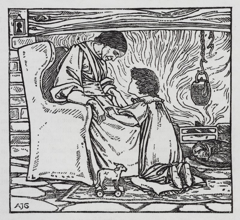 Hans Christian Andersen: A rapariga que pisou no pão (litho) de Arthur Joseph Gaskin
