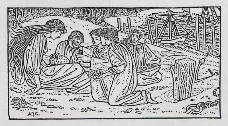 Hans Christian Andersen: A Pequena Sereia (litho) de Arthur Joseph Gaskin