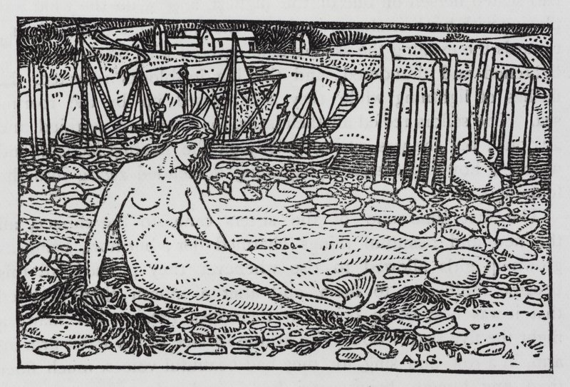 Hans Christian Andersen: A Pequena Sereia (litho) de Arthur Joseph Gaskin