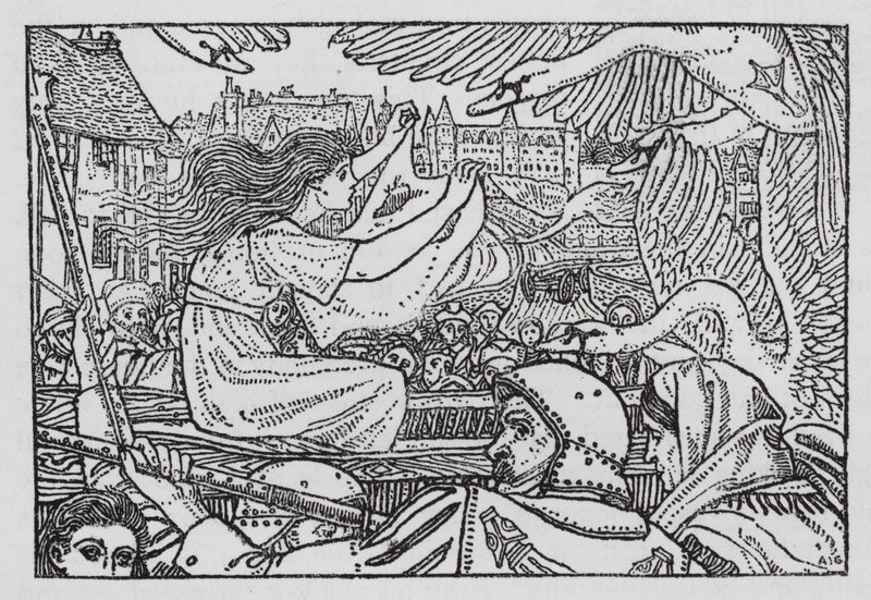 Hans Christian Andersen: Os Cisnes Selvagens (litho) de Arthur Joseph Gaskin