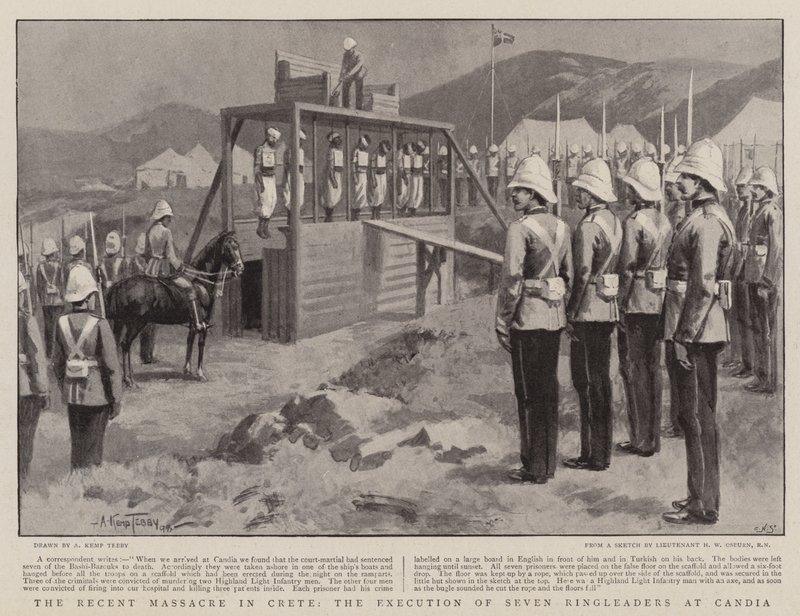O recente massacre em Creta, a execução de sete líderes em Candia de Arthur Kemp Tebby