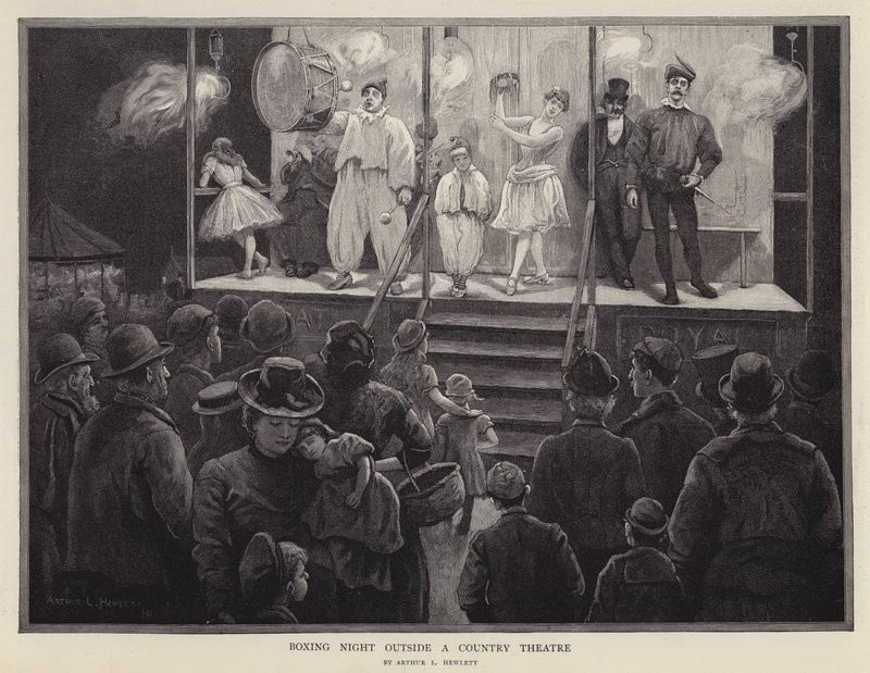 Noite de boxe fora de um teatro campestre (litho) de Arthur L. Hewlett