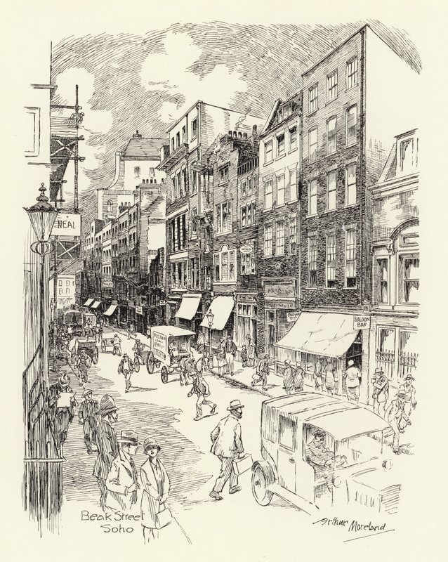 Beak Street, Soho (litografia) de Arthur Moreland