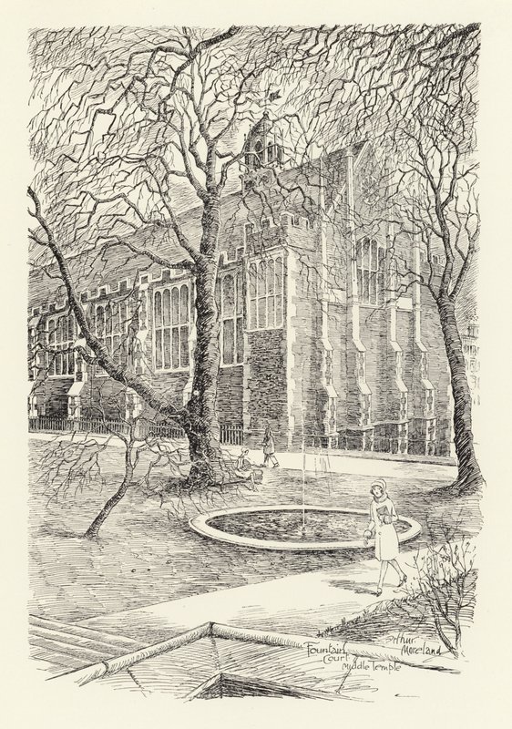 Fountain Court, Middle Temple (litografia) de Arthur Moreland