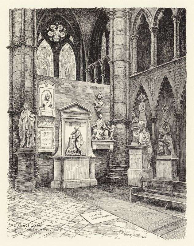 Canto dos Poetas, Westminster (litografia) de Arthur Moreland