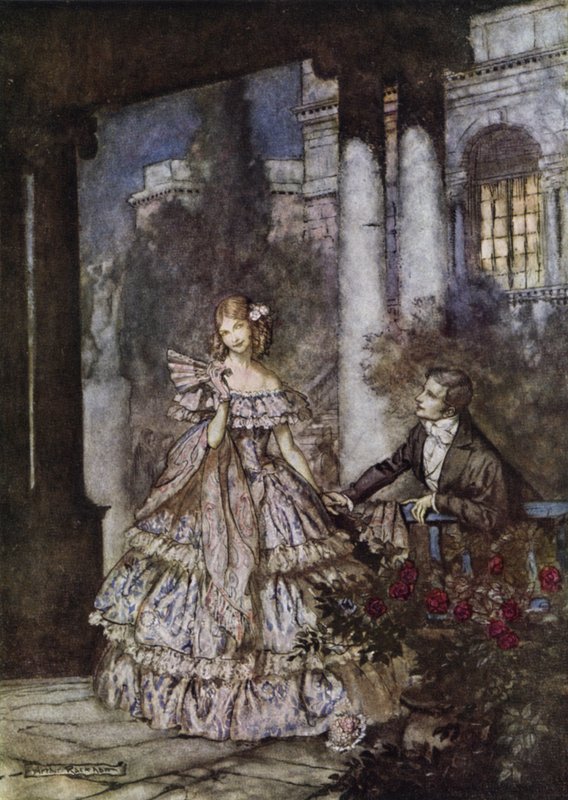 Anúncio para o sabão Cashmere Bouquet da Colgate, vencedor de um prêmio do Art Directors "Club de Nova York em sua exposição de arte publicitária de 1924 de Arthur Rackham