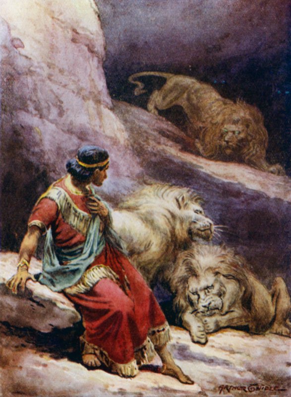 Daniel na cova dos leões (cor litho) de Arthur Twidle